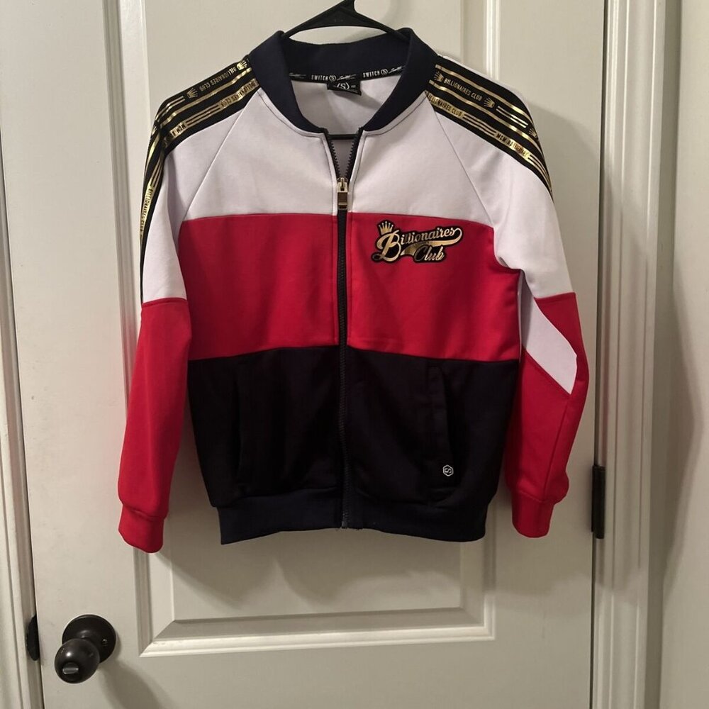Switch Remarkable Boys Full Zip Track Jacket Billionaires Club Size S 8 Red Blue